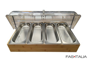 Portaverdure refrigerato 4 scomparti base in legno