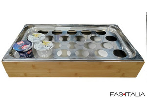 Portayogurt refrigerato con base in legno