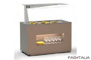 Buffet refrigerato piano inox con ala protettiva