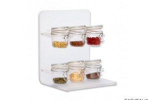 Espositore in plexiglass con 6 vasetti in vetro