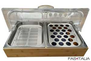 Vetrina refrigerata 2 scomparti con base in legno