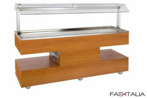 Banco buffet con vasca refrigerata e copertura igienica Banco buffet con vasca refrigerata e copertura igienica